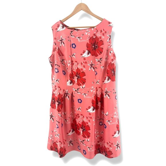 Roz & Ali Coral Floral Print Scuba Fit & Flare Dress w/ Pockets Size 20W 2X Plus - Picture 4 of 9